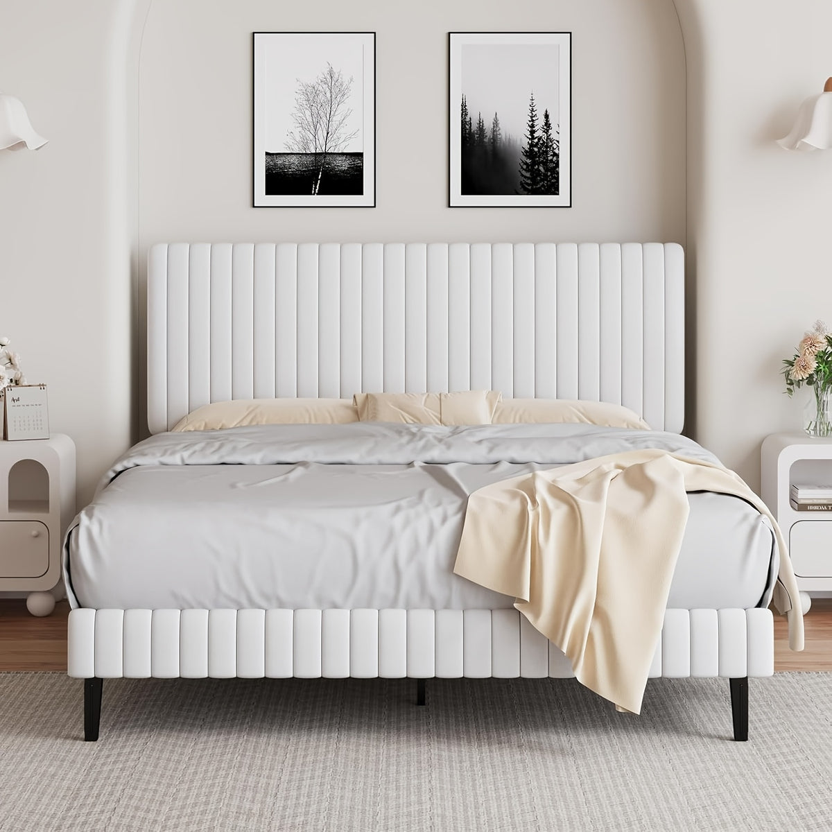 twin full queen king size bed frame velvet upholstered - Temu