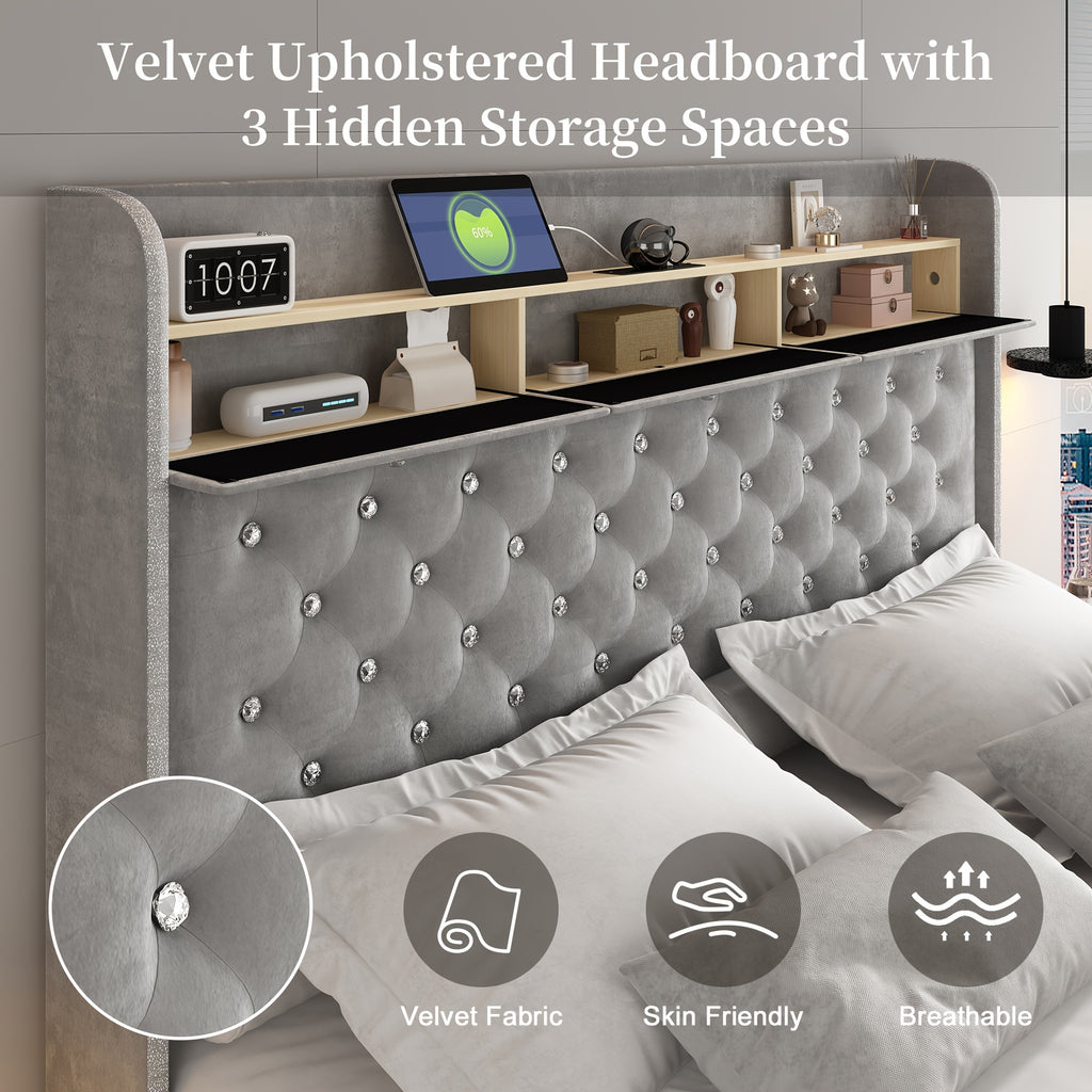 queen led bed frame galaxy   projector charging - Temu