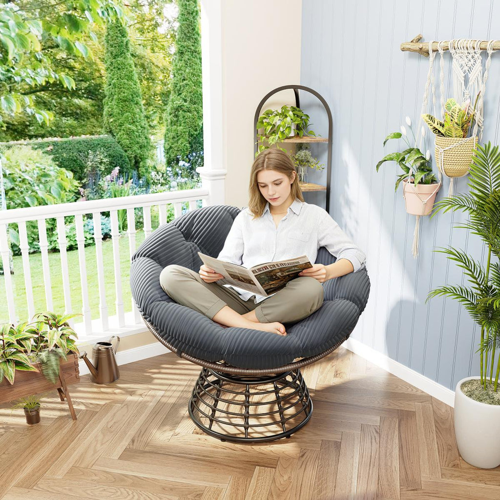 comfortable ergonomic wicker papasan chair 360 swivel indoor - Temu