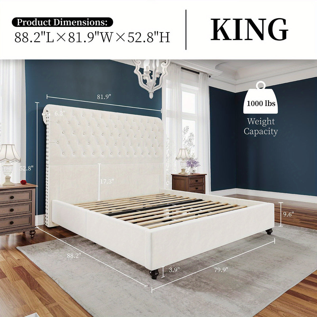 upholstered platform bed frame 52 8 inch sleigh - Temu