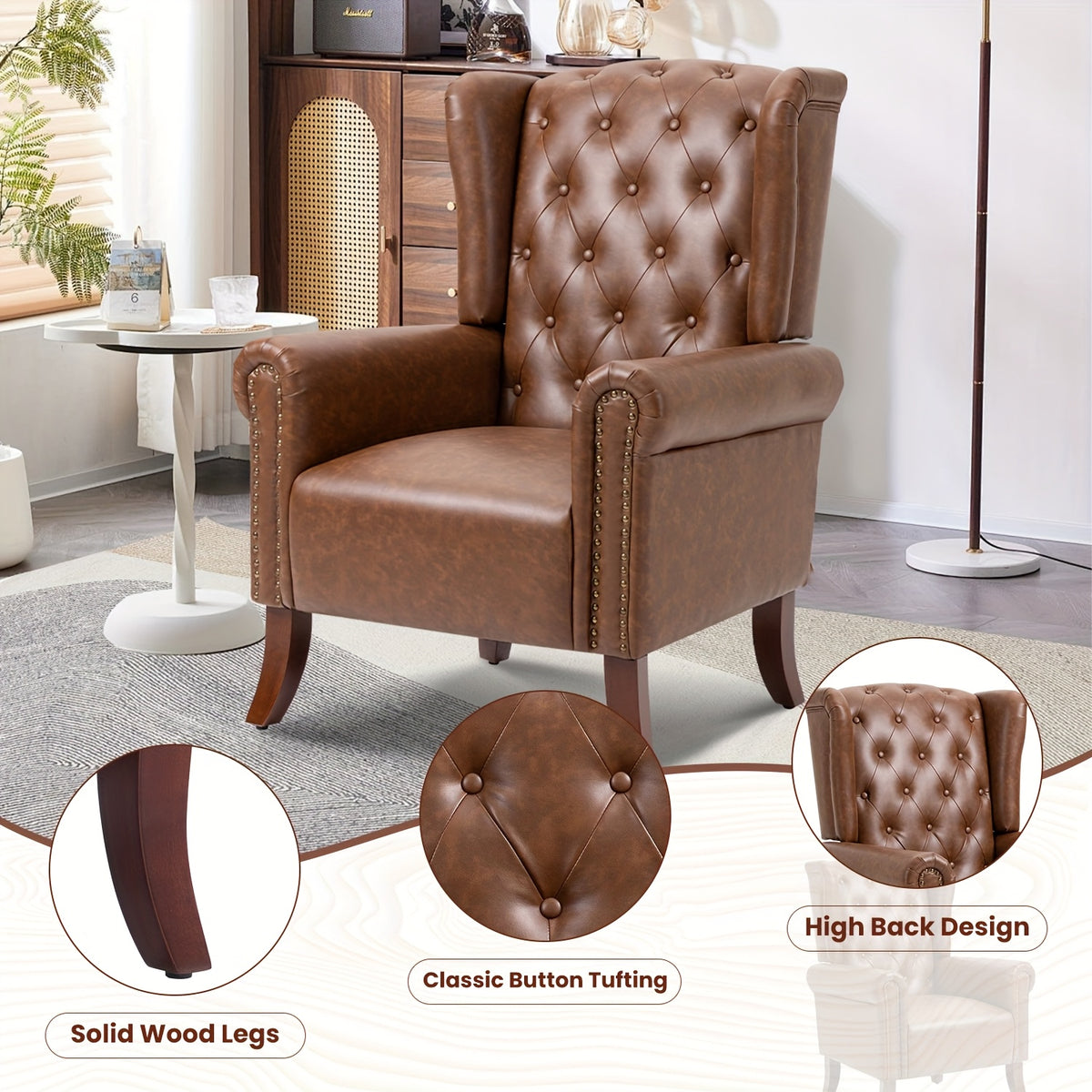 century accent chair faux leather modern living - Temu
