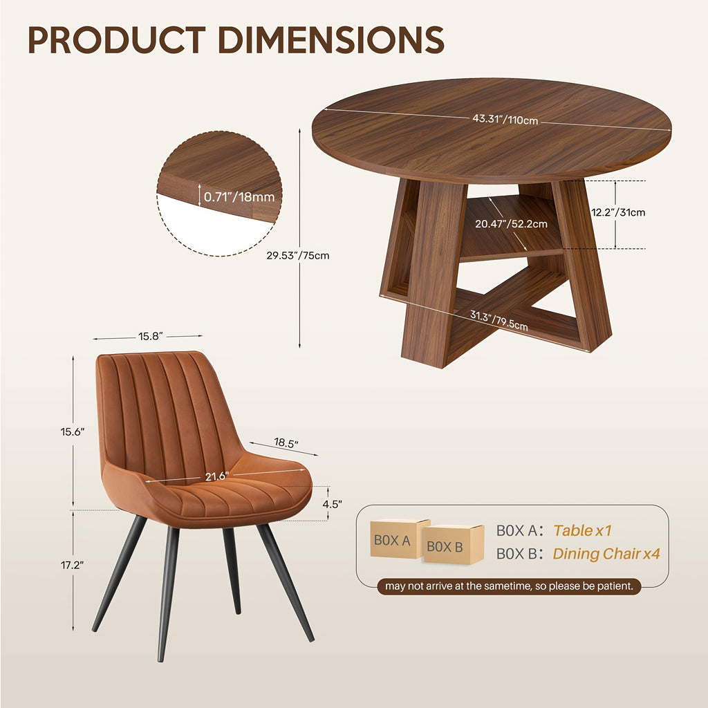 5pcs 43 3 round dining table set   table 4 chairs - Temu