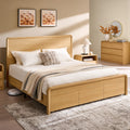 modern king size bed frame 50 tall headboard wood platform - Temu