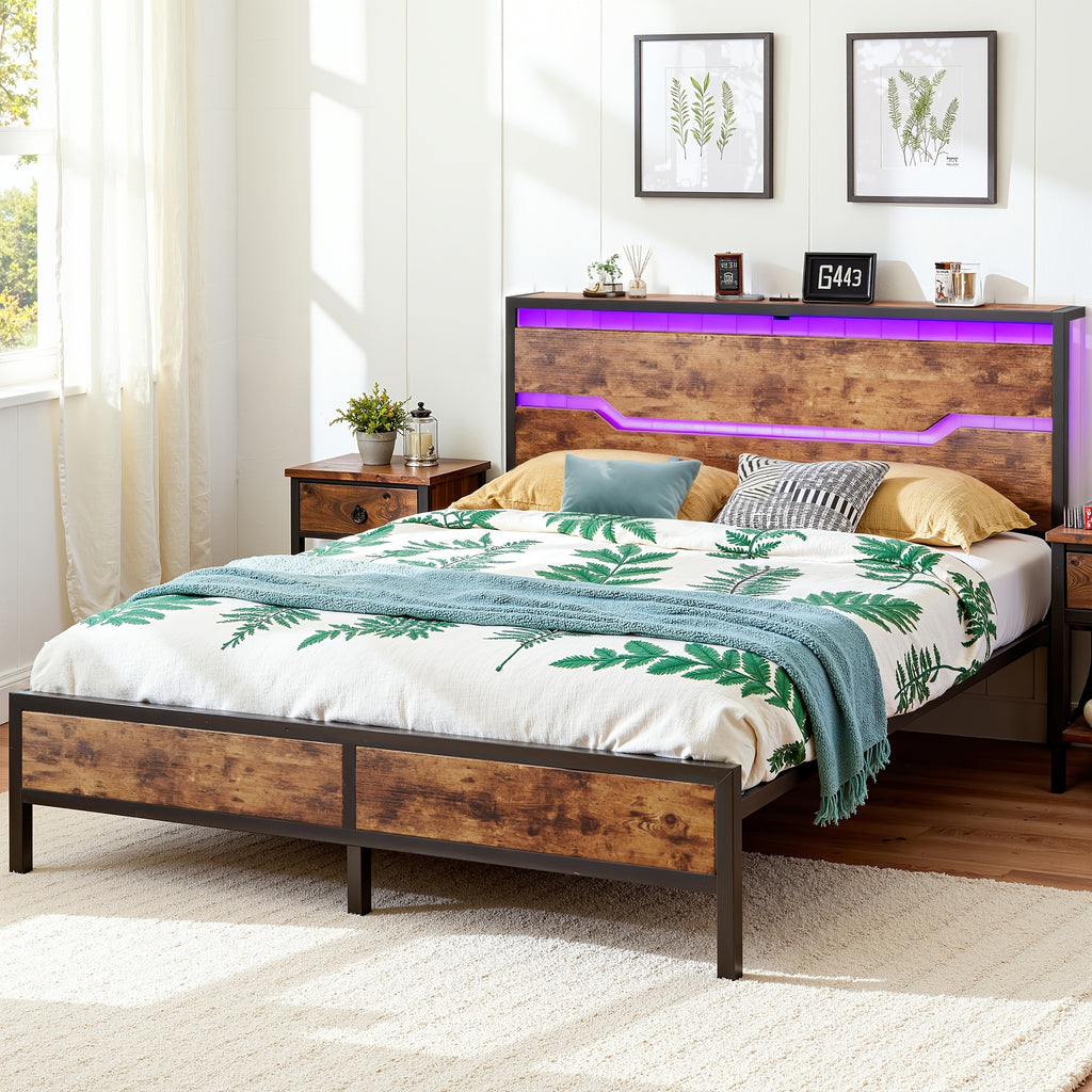 rustic farmhouse king bed frame headboard   - Temu