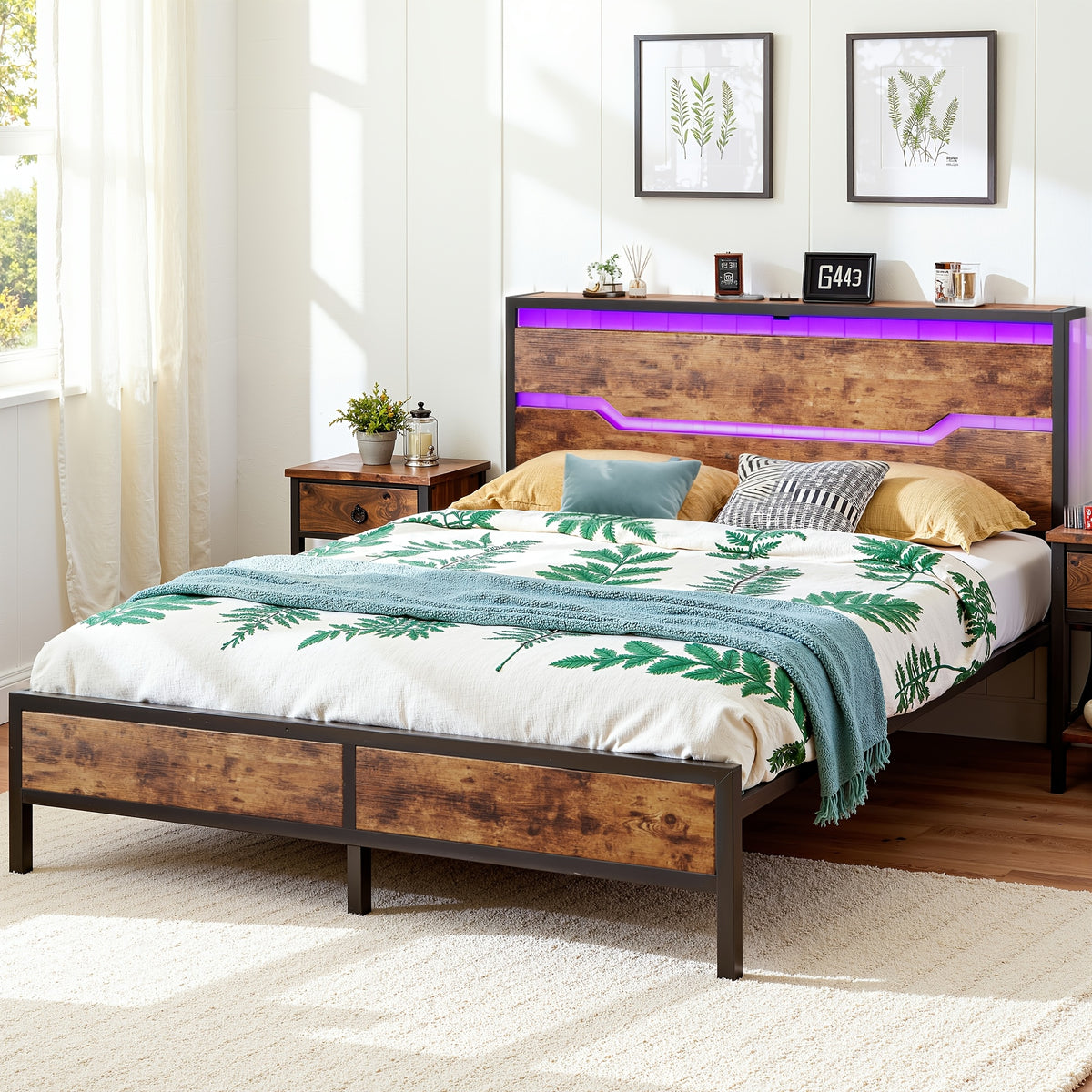 rustic farmhouse king bed frame headboard   - Temu