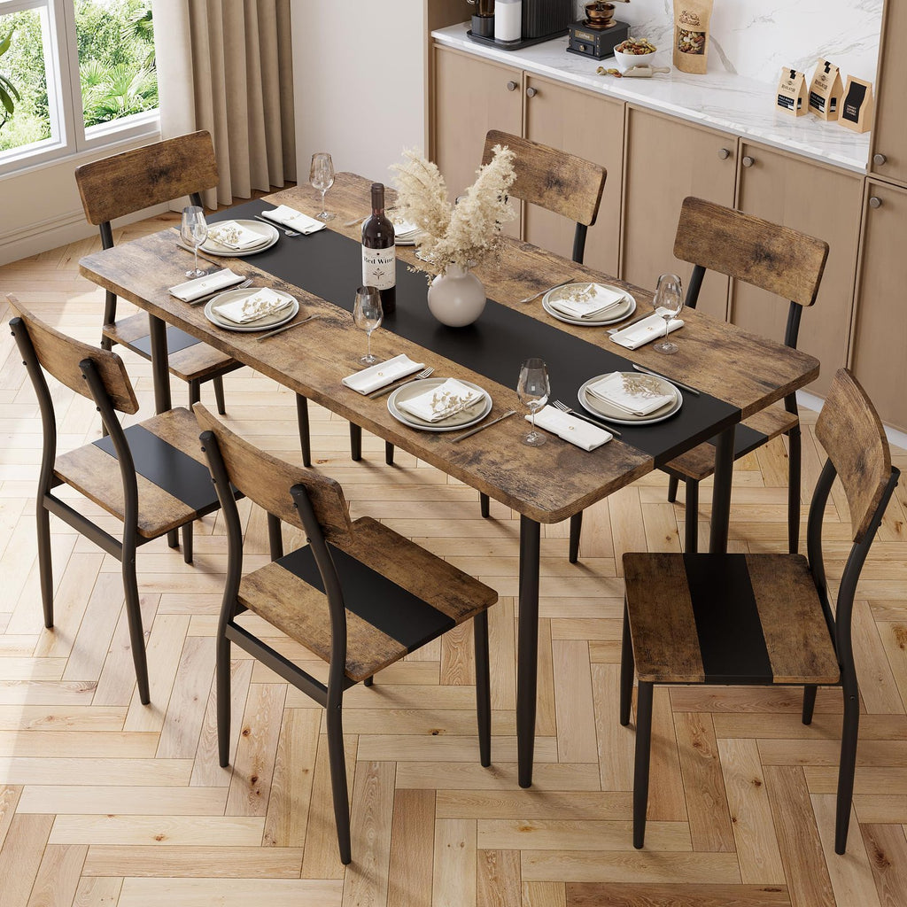 6pcs dining table set 6 seater mdf kitchen table 6 chairs - Temu