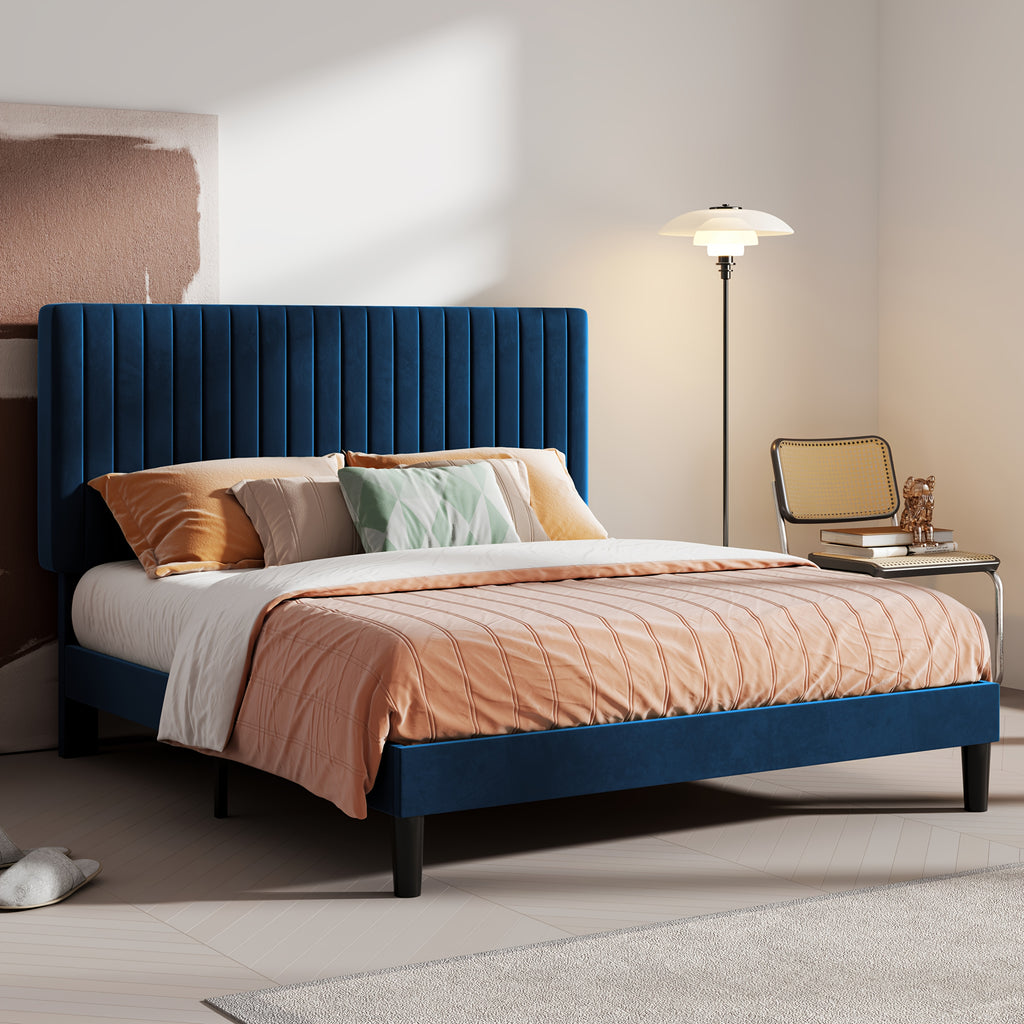 velvet upholstered bed frame adjustable headboard - Temu
