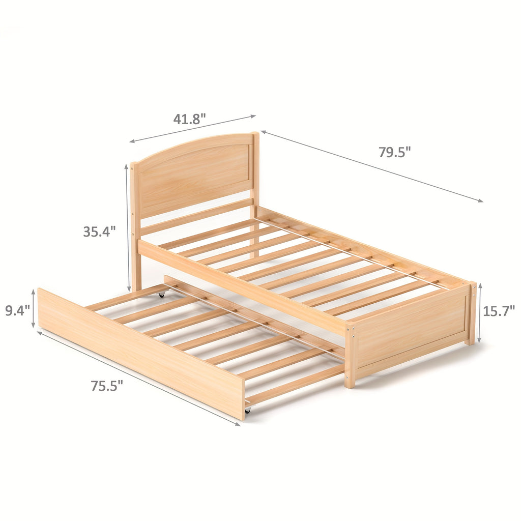 twin bed trundle wood bed frame headboard footboard wood - Temu