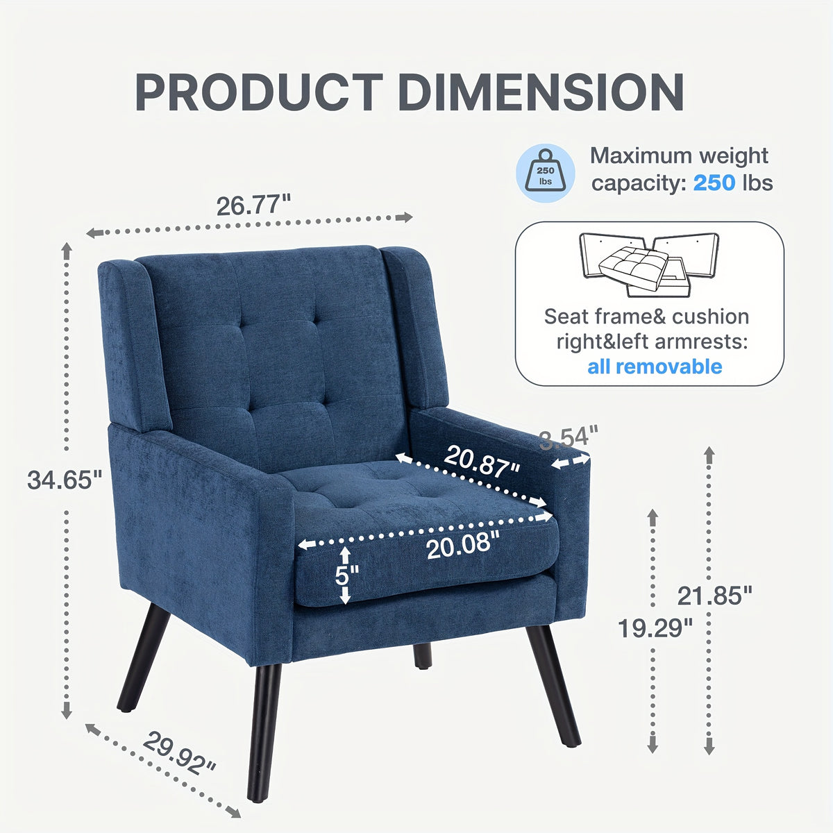century modern tufted accent chair ergonomic back chair - Temu