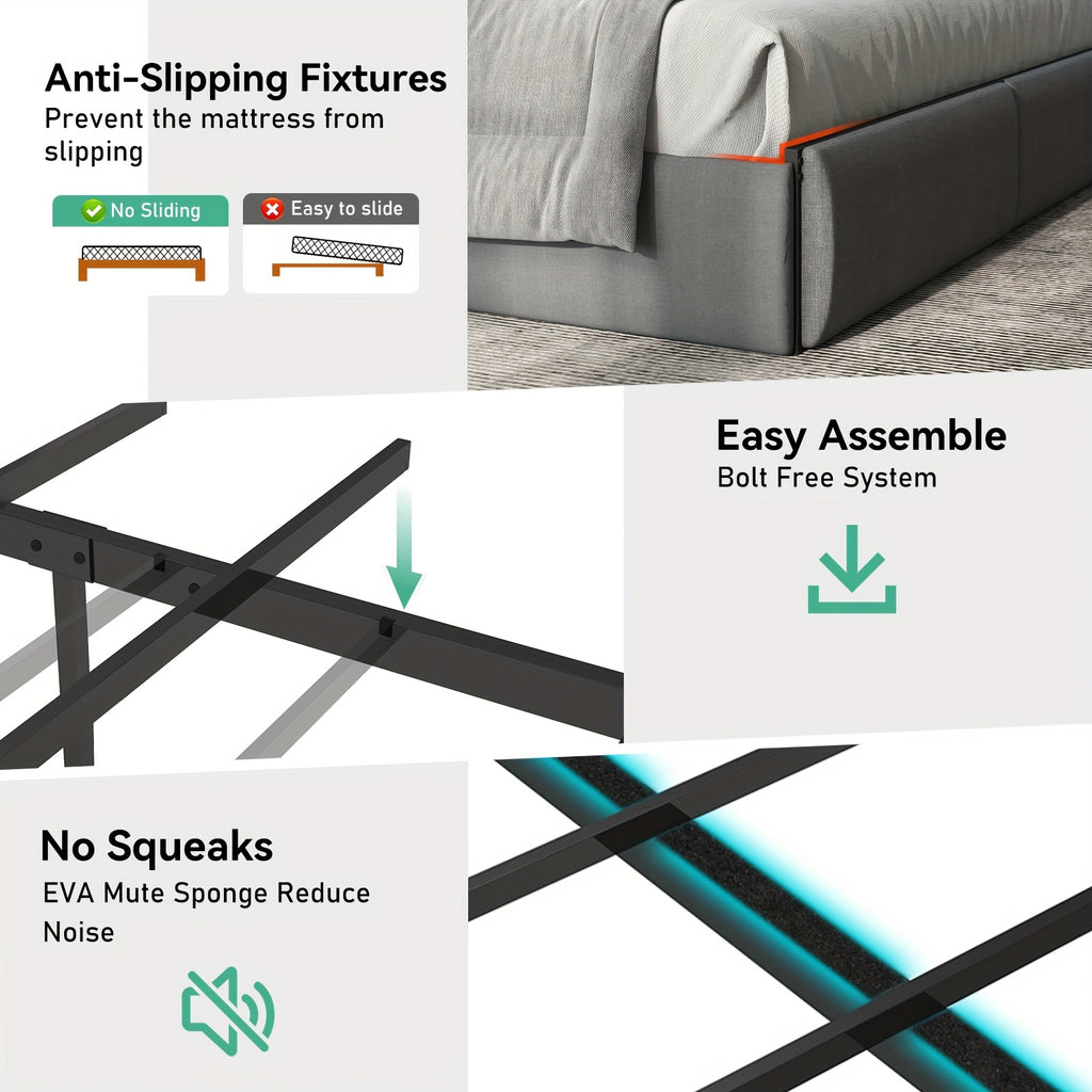 full queen king bed frame 2 storage drawers luxury wingback - Temu