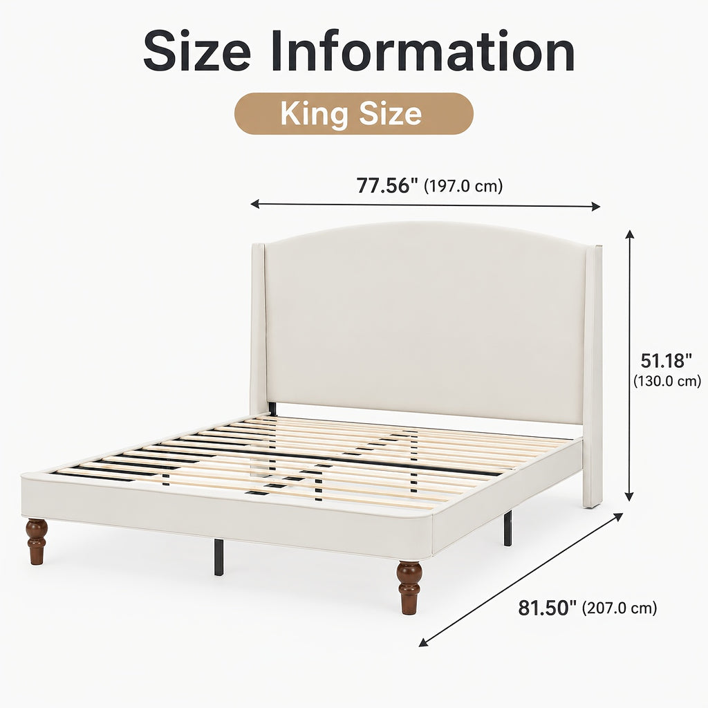 platform bed 51 2 tall wingback upholstered - Temu