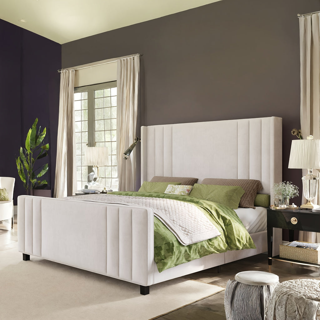 velvet upholstered platform bed frame vertical - Temu
