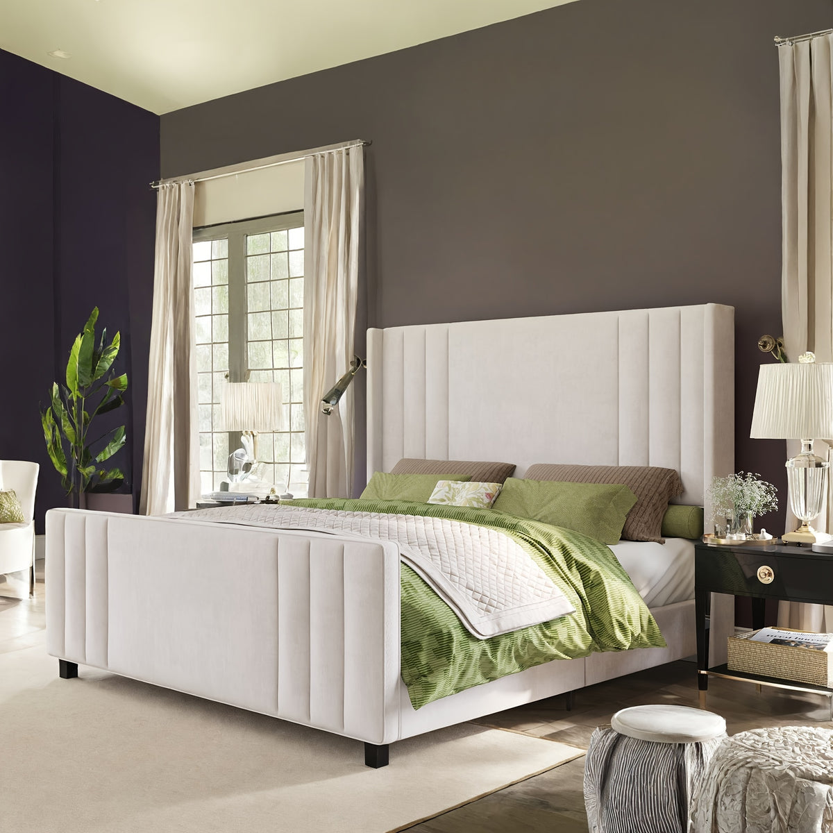velvet upholstered platform bed frame vertical - Temu