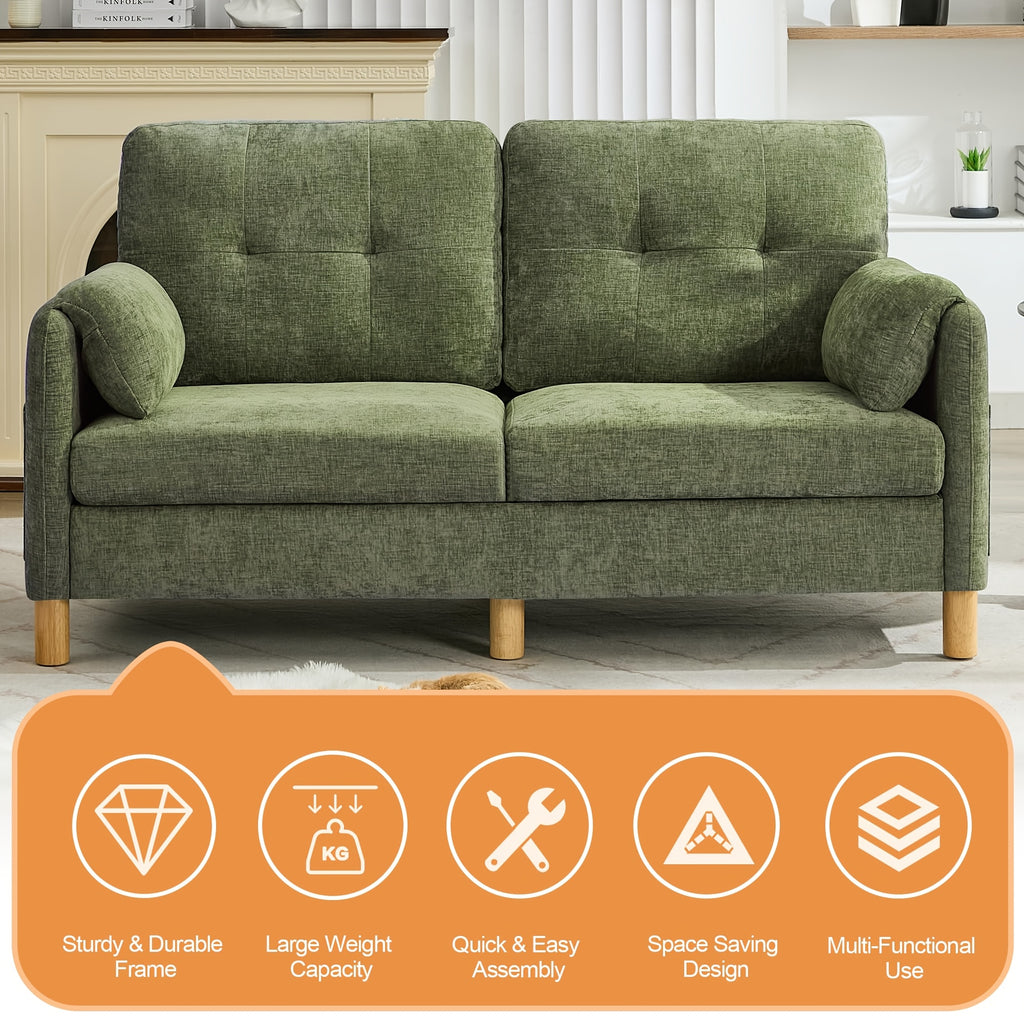 chenille loveseat sofa 65 2 seater upholstered couch padded - Temu