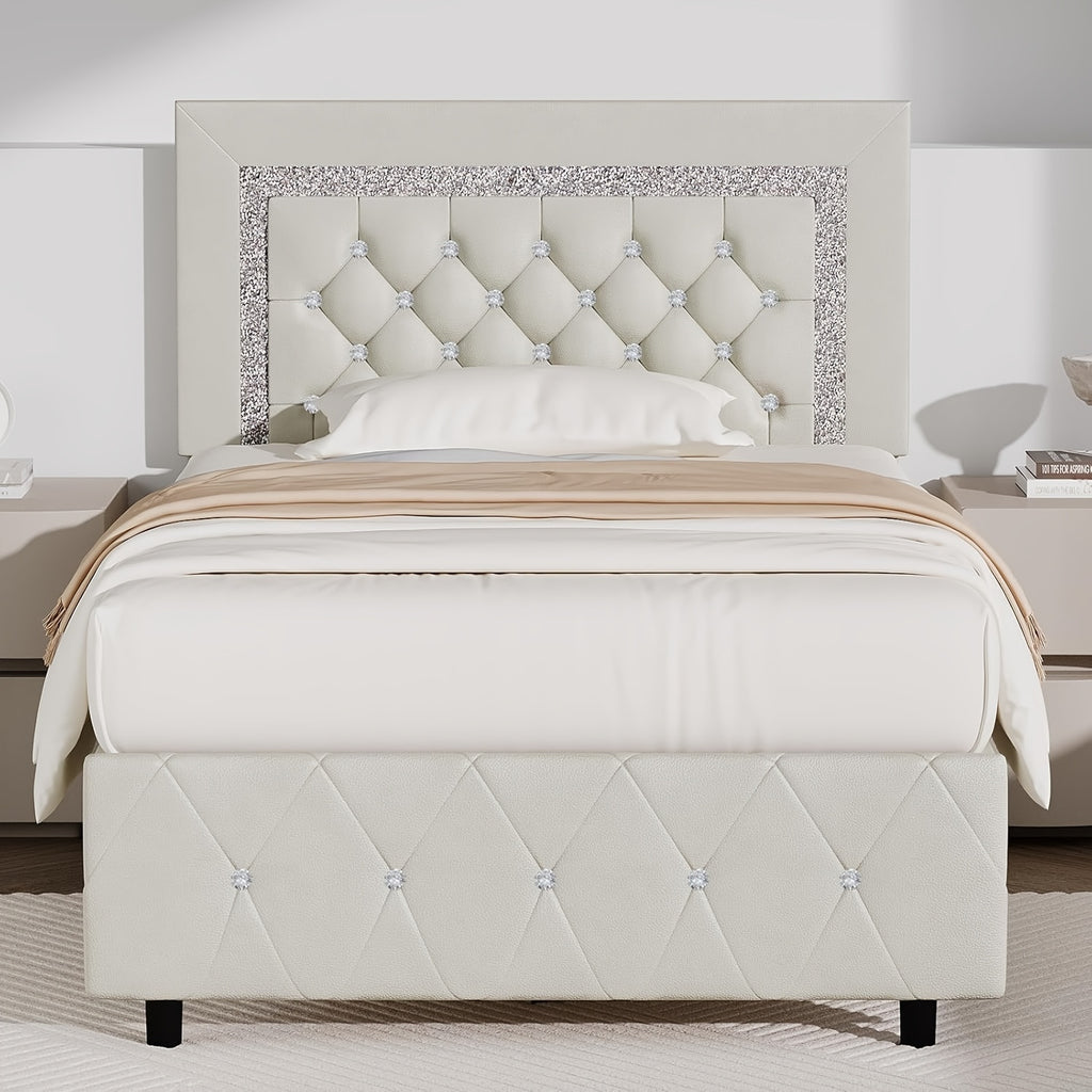 twin full queen king bed frame padded platform bed - Temu