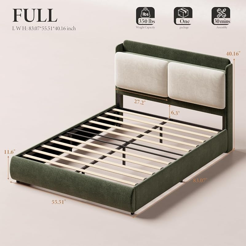 bedroom bed frame recessed shelf platform bed headboard - Temu