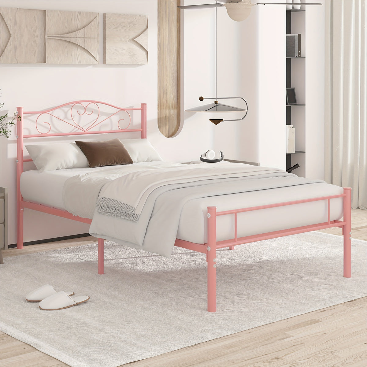 metal bed frame head   boards steel slats mattress - Temu