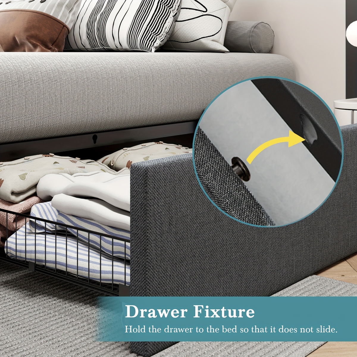 full queen size platform bed frame 3 storage drawers - Temu