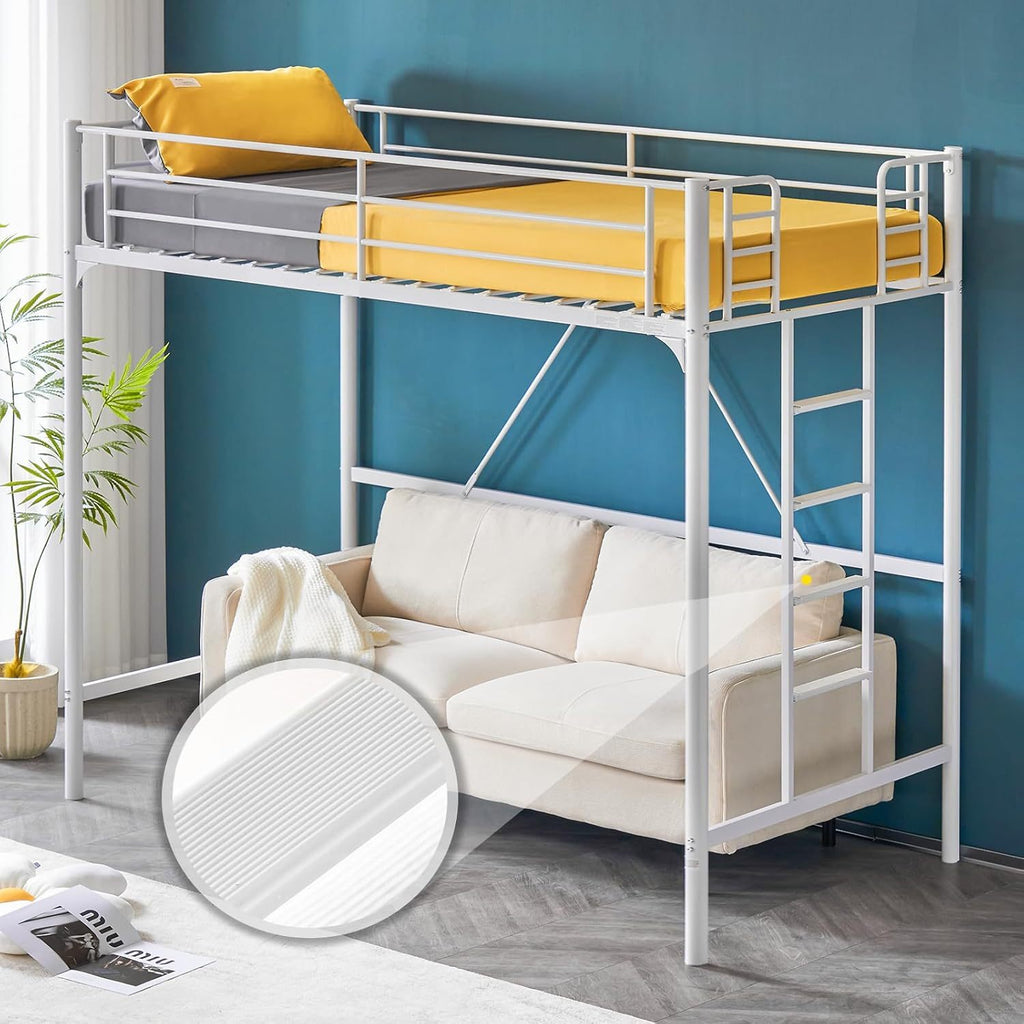heavy duty metal loft bed twin size safety guard rails flat - Temu